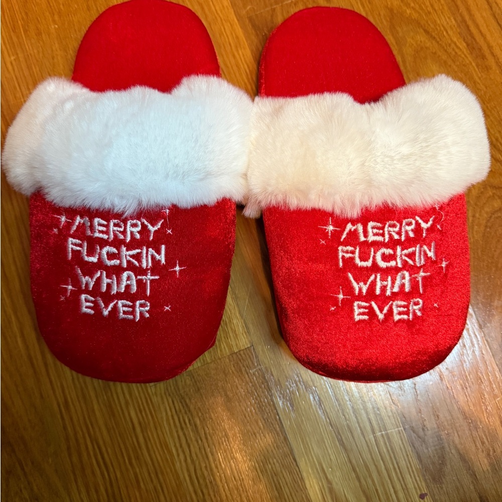 Dolls Kill Red and White Slippers